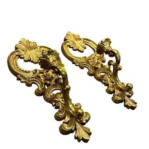 1970s Vintage Pair of 2 DART Industries Gold Candle Wall Sconces 4204 MCM Ornate
